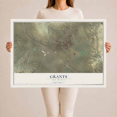 Map of Grants, New Mexico, 24 x 36 inch unframed archival matte print