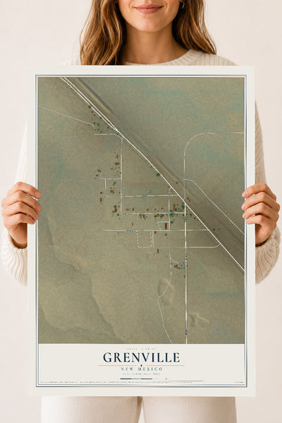 Map of Grenville, New Mexico, 18 x 24 inch unframed archival matte print