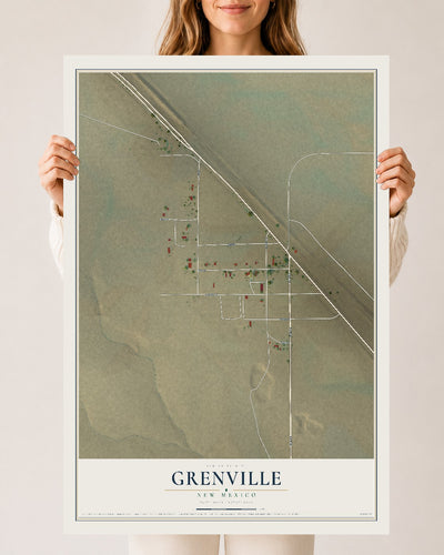 Map of Grenville, New Mexico, 24 x 36 inch unframed archival matte print
