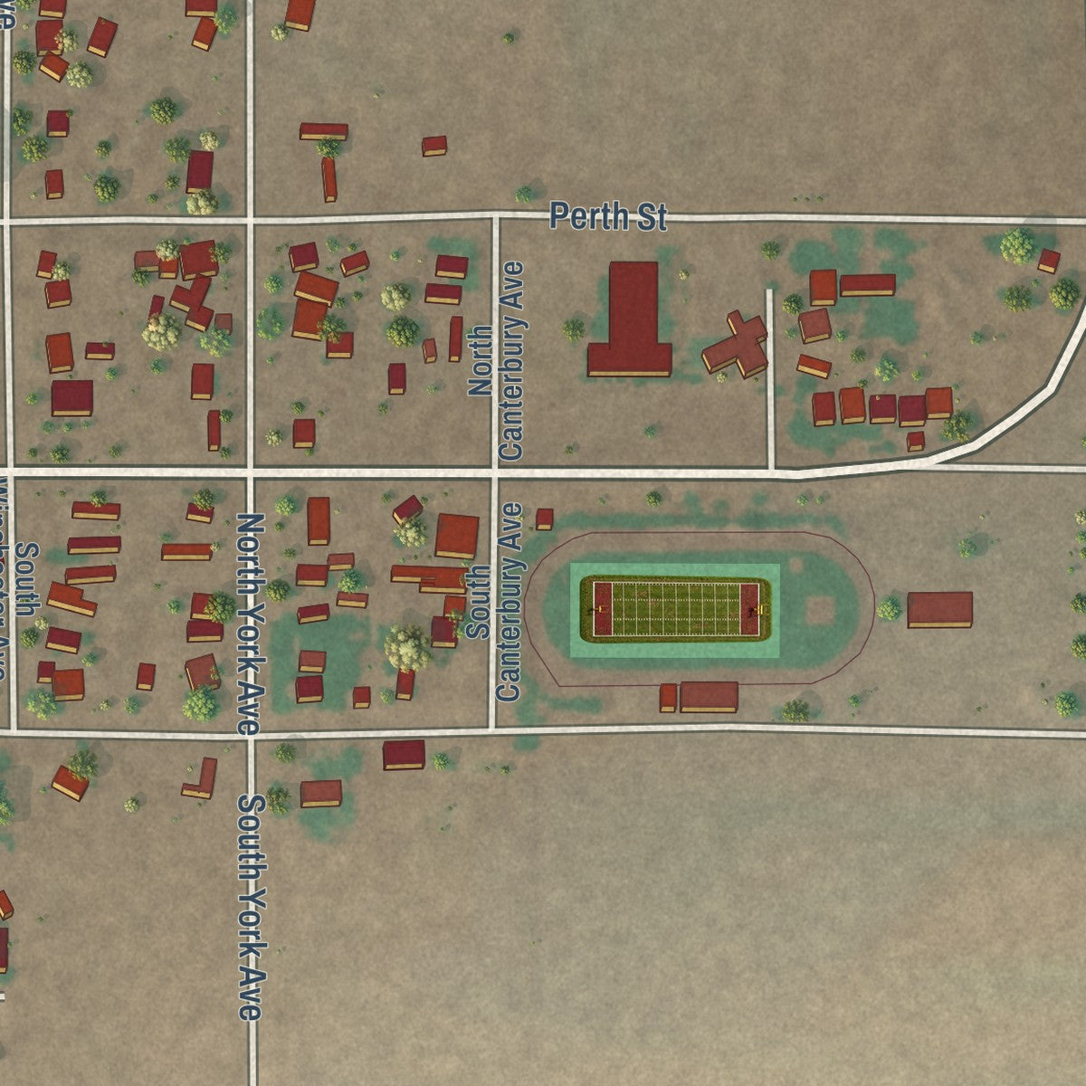 Second close-up of the map of Hagerman, New Mexico print showing more streets and buildings