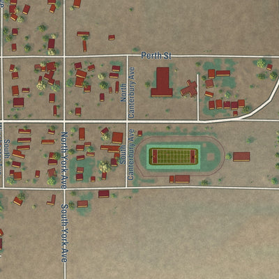 Second close-up of the map of Hagerman, New Mexico print showing more streets and buildings