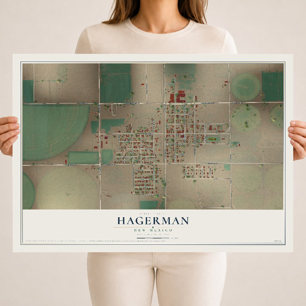 Map of Hagerman, New Mexico, 18 x 24 inch unframed archival matte print