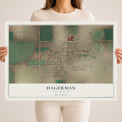 Map of Hagerman, New Mexico, 18 x 24 inch unframed archival matte print