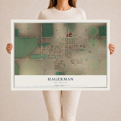 Map of Hagerman, New Mexico, 24 x 36 inch unframed archival matte print