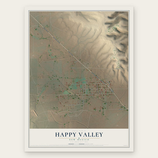 Happy Valley, New Mexico map print, the full design