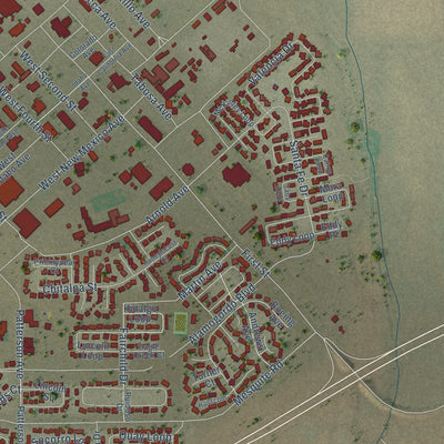 Close-up of the map of Holloman AFB, New Mexico print showing street and building detail