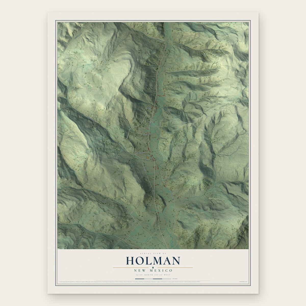 Holman, New Mexico map print, the full design