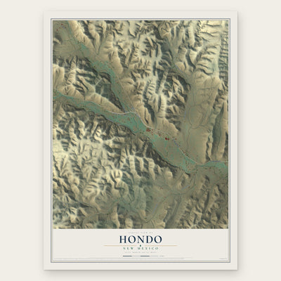 Hondo, New Mexico map print, the full design