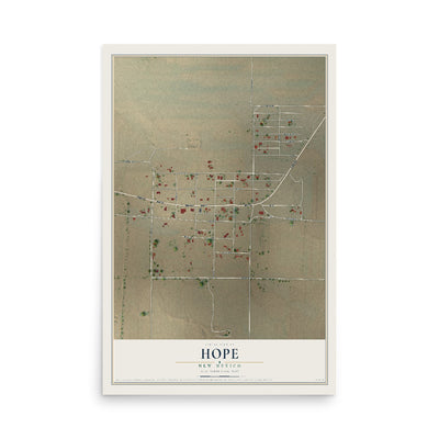 Map of Hope, New Mexico, 12 x 18 inch unframed archival matte print