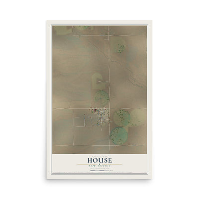 Map of House, New Mexico, 12 x 18 inch unframed archival matte print