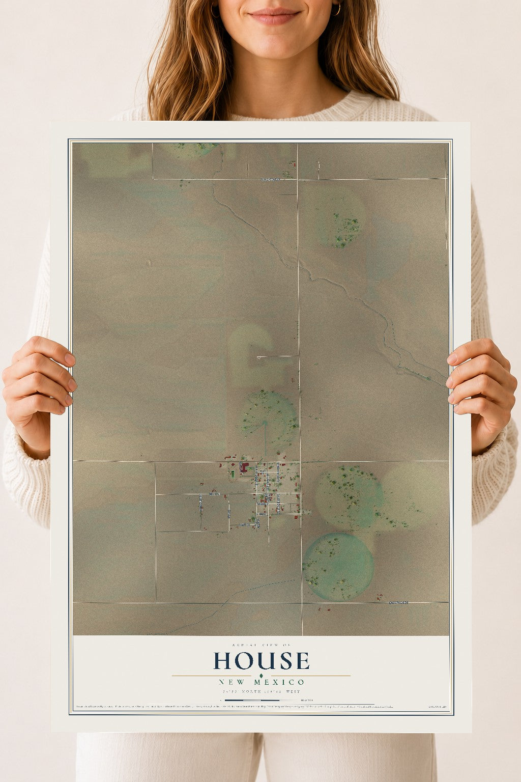 Map of House, New Mexico, 18 x 24 inch unframed archival matte print