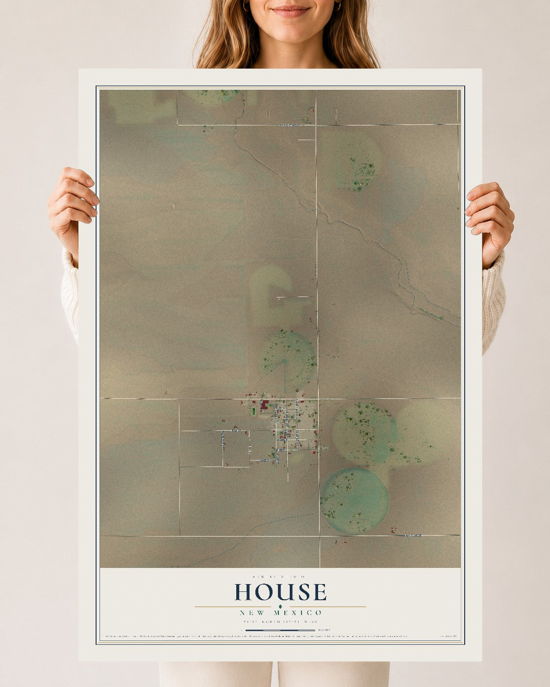 Map of House, New Mexico, 24 x 36 inch unframed archival matte print