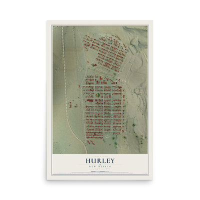 Map of Hurley, New Mexico, 12 x 18 inch unframed archival matte print