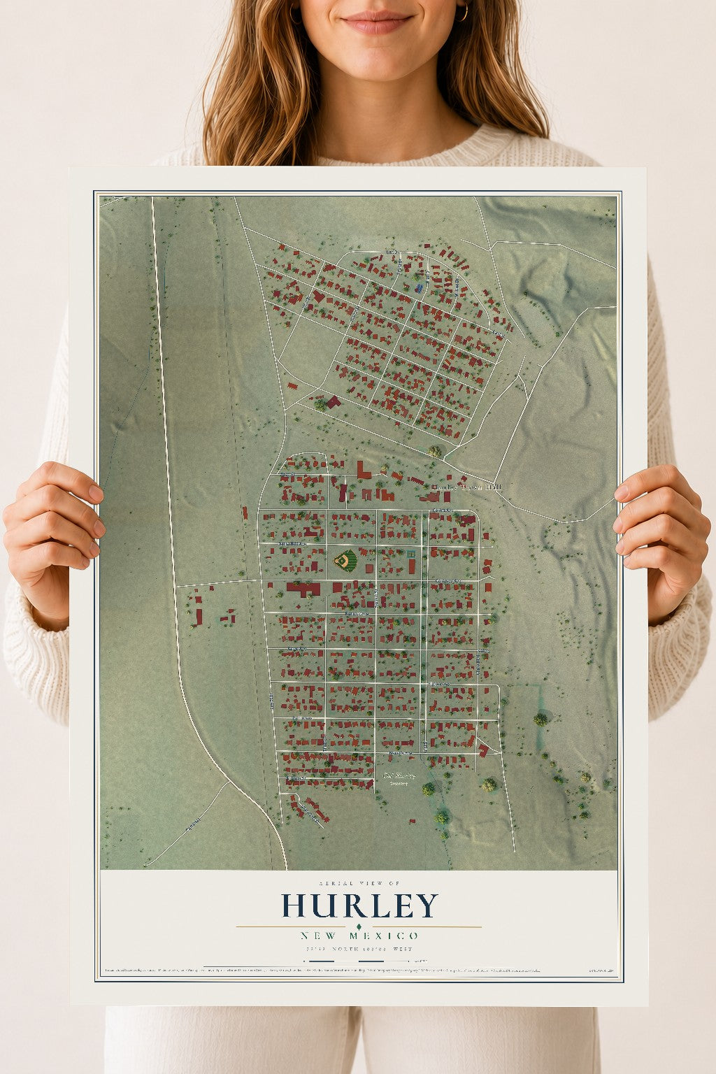 Map of Hurley, New Mexico, 18 x 24 inch unframed archival matte print