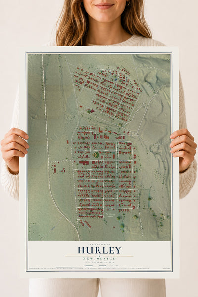 Map of Hurley, New Mexico, 18 x 24 inch unframed archival matte print