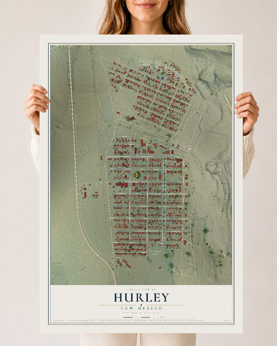 Map of Hurley, New Mexico, 24 x 36 inch unframed archival matte print
