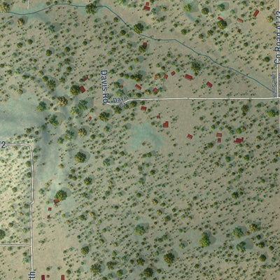 Close-up of the map of Indian Hills, New Mexico print showing street and building detail