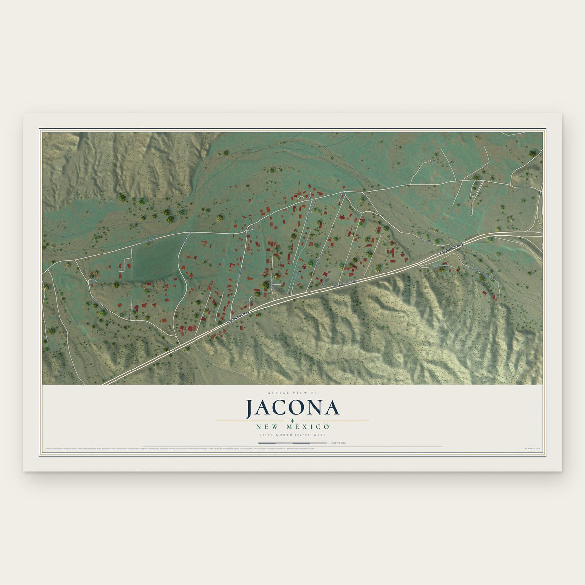 Jacona, New Mexico map print, the full design