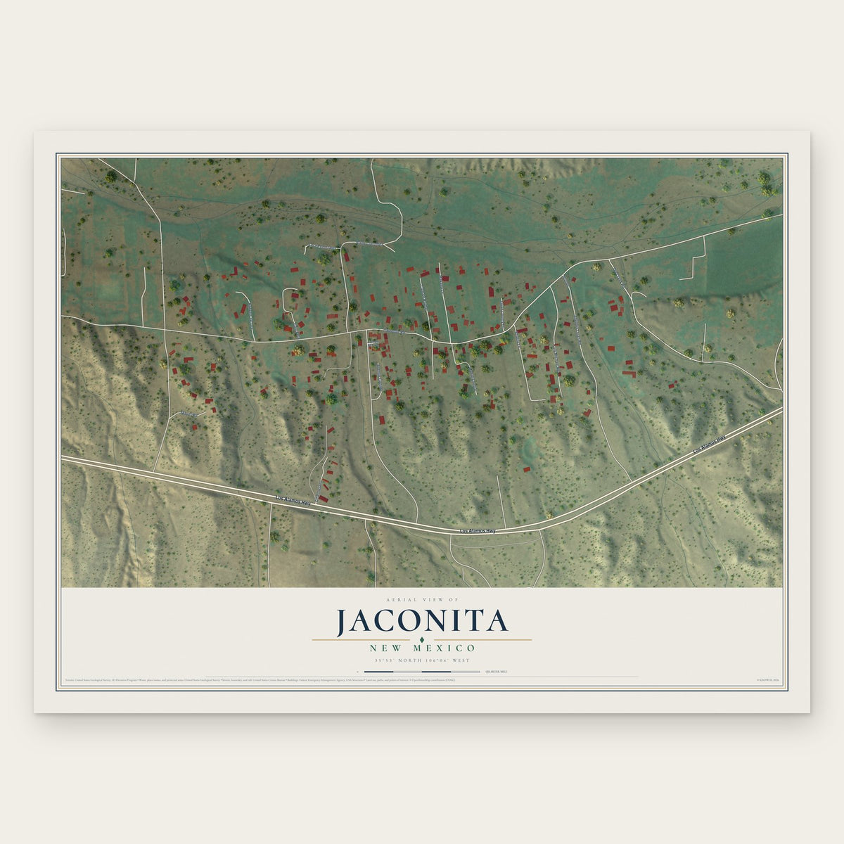Jaconita, New Mexico map print, the full design