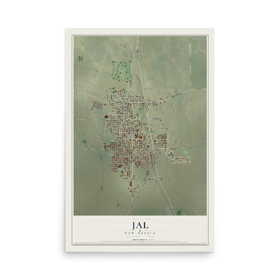 Map of Jal, New Mexico, 12 x 18 inch unframed archival matte print