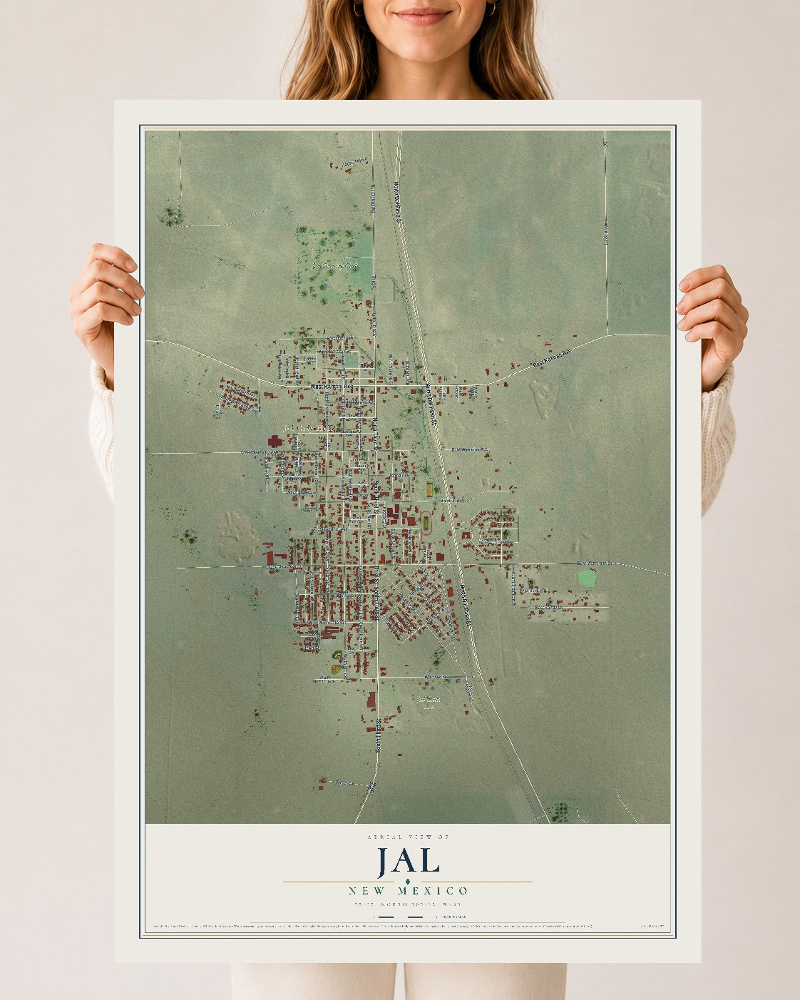 Map of Jal, New Mexico, 24 x 36 inch unframed archival matte print