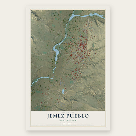 Jemez Pueblo, New Mexico map print, the full design