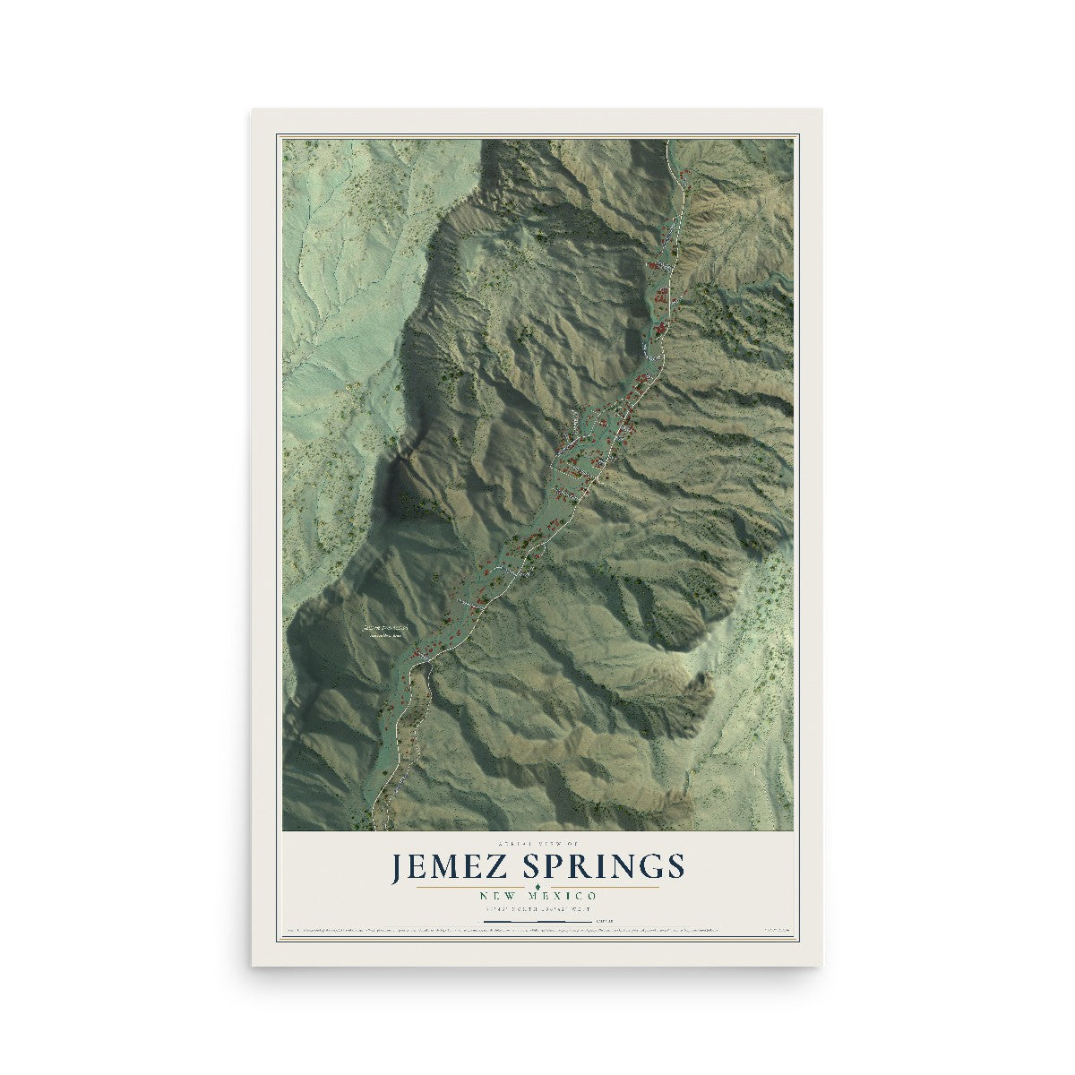 Map of Jemez Springs, New Mexico, 12 x 18 inch unframed archival matte print