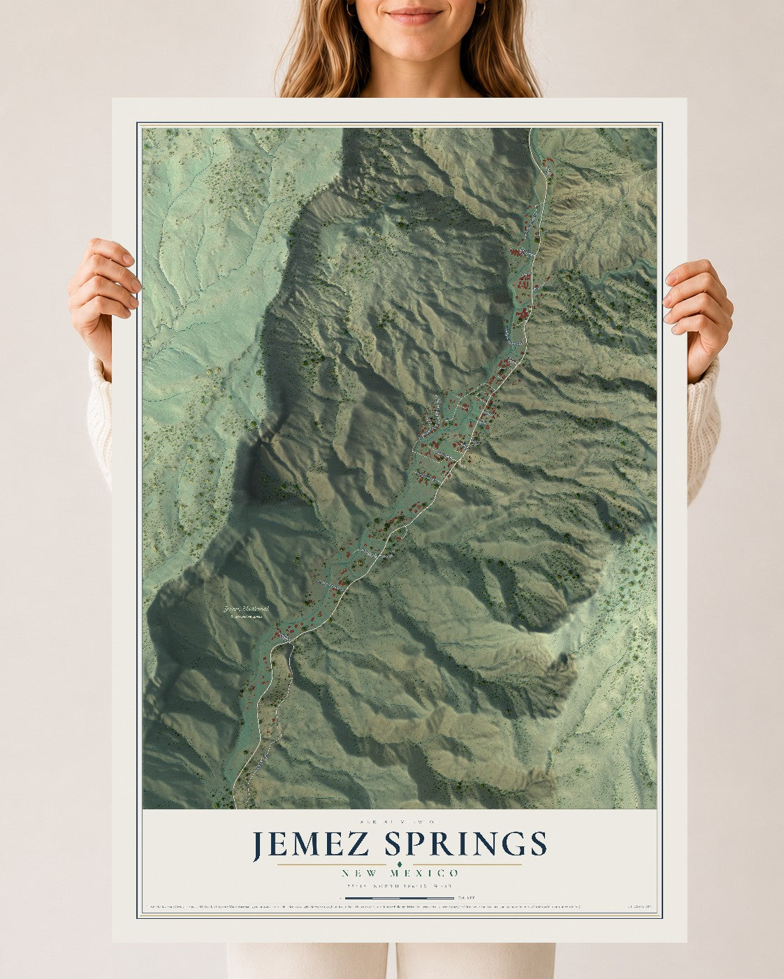Map of Jemez Springs, New Mexico, 24 x 36 inch unframed archival matte print