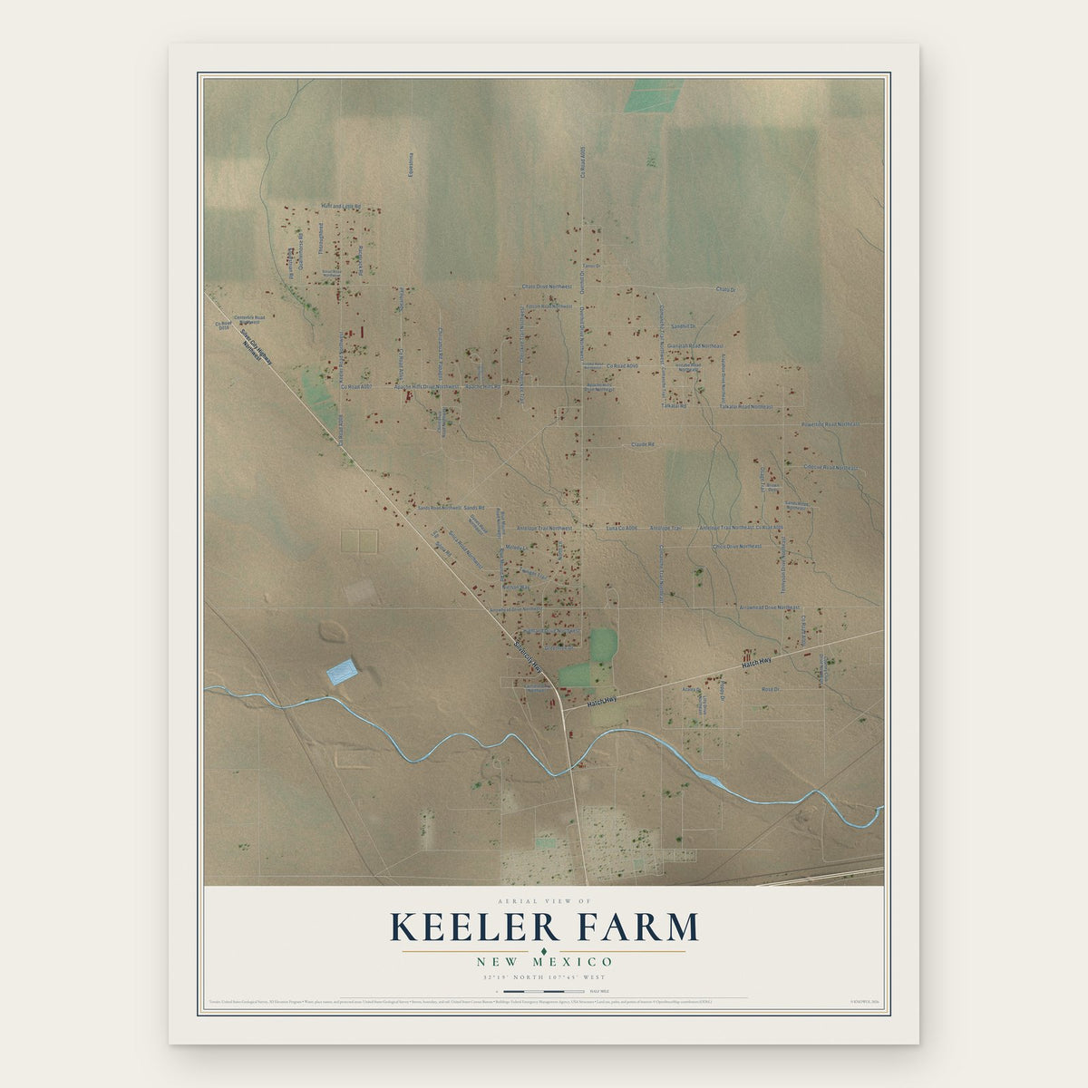 Keeler Farm, New Mexico map print, the full design
