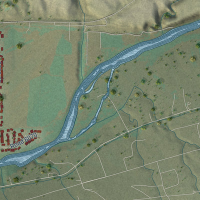 Close-up of the map of Kirtland, New Mexico print showing street and building detail