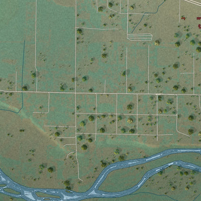 Second close-up of the map of Kirtland, New Mexico print showing more streets and buildings