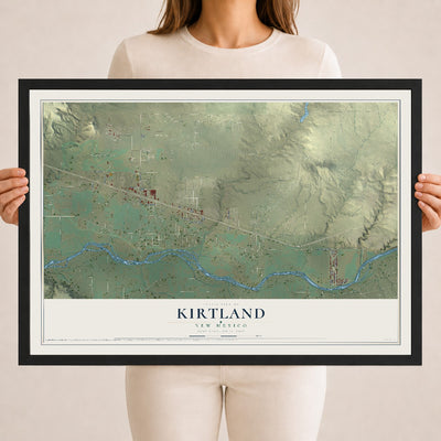 Map of Kirtland, New Mexico, 18 x 24 inch print in a black wood frame