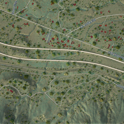 Close-up of the map of La Cueva, Santa Fe County, New Mexico print showing street and building detail