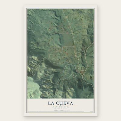 La Cueva, New Mexico map print, the full design