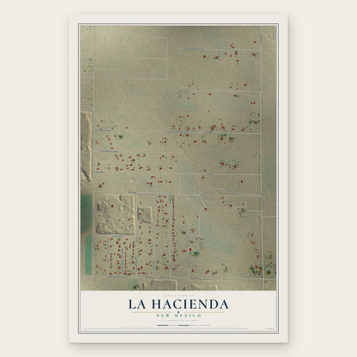 La Hacienda, New Mexico map print, the full design