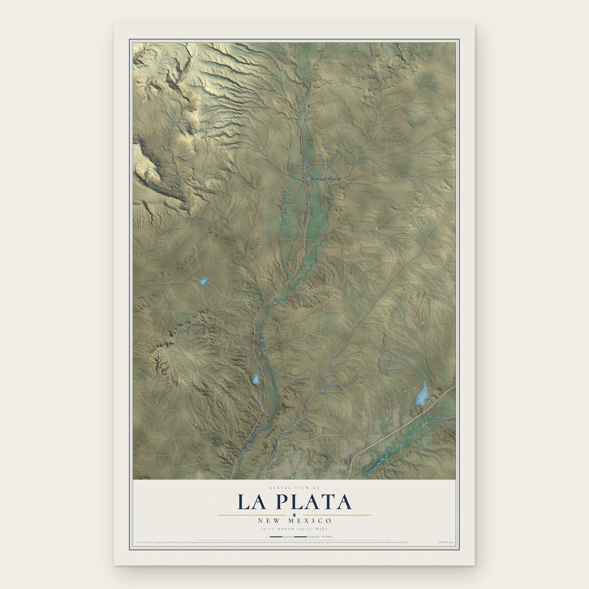 La Plata, New Mexico map print, the full design