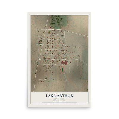 Map of Lake Arthur, New Mexico, 12 x 18 inch unframed archival matte print