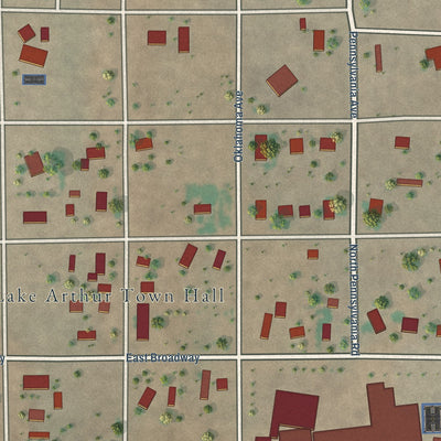 Close-up of the map of Lake Arthur, New Mexico print showing street and building detail