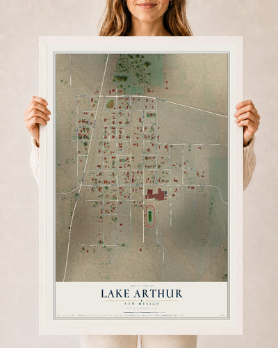 Map of Lake Arthur, New Mexico, 24 x 36 inch print in a white wood frame