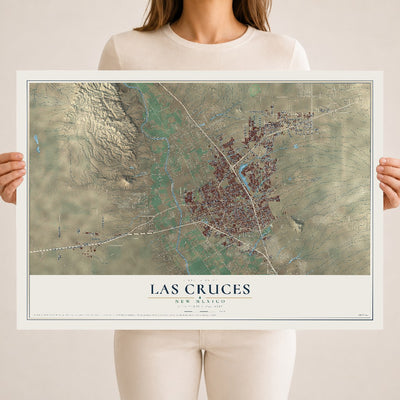 Map of Las Cruces, New Mexico, 18 x 24 inch unframed archival matte print