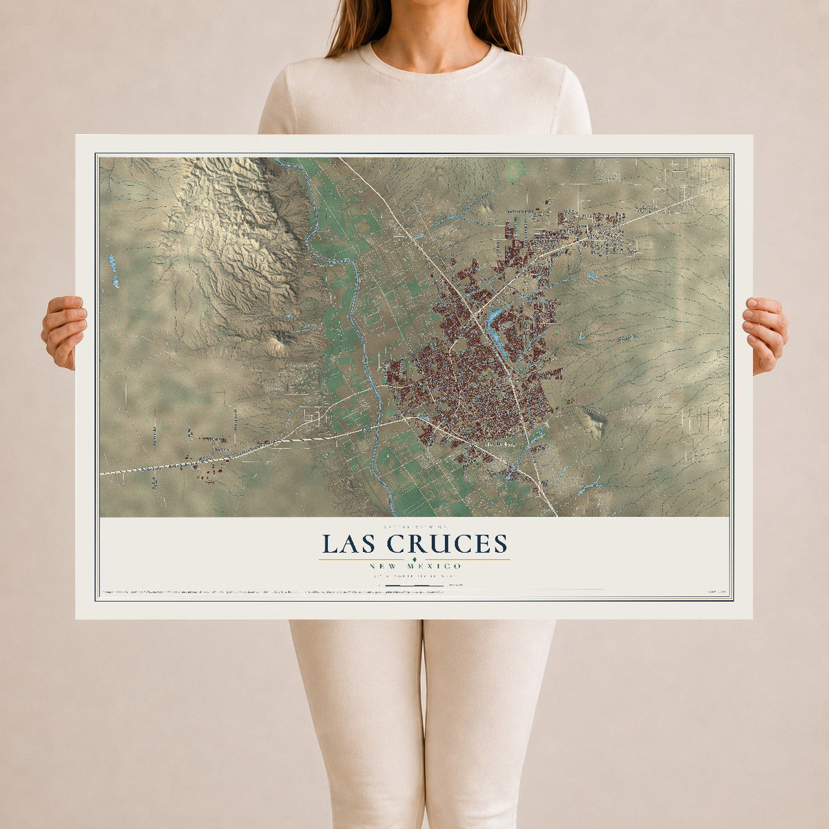 Map of Las Cruces, New Mexico, 24 x 36 inch unframed archival matte print