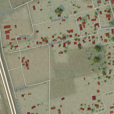 Close-up of the map of Lemitar, New Mexico print showing street and building detail