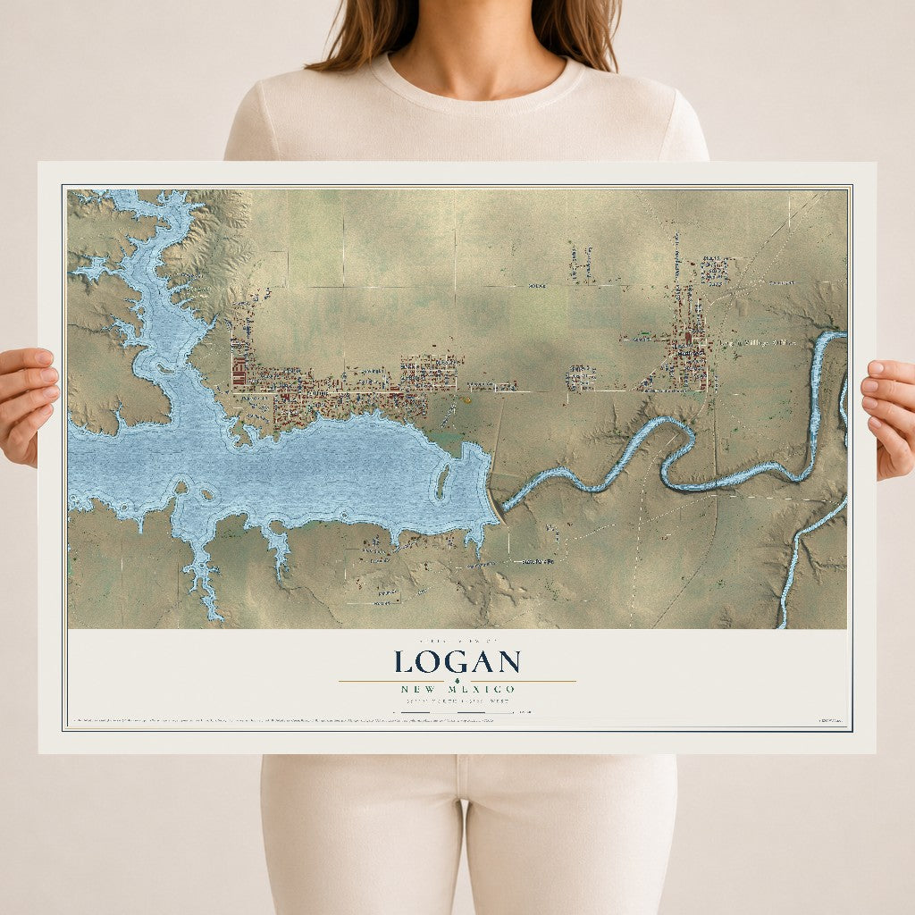 Map of Logan, New Mexico, 18 x 24 inch unframed archival matte print