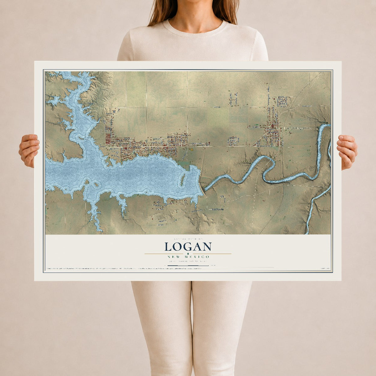 Map of Logan, New Mexico, 24 x 36 inch unframed archival matte print
