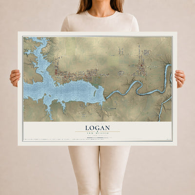 Map of Logan, New Mexico, 24 x 36 inch unframed archival matte print