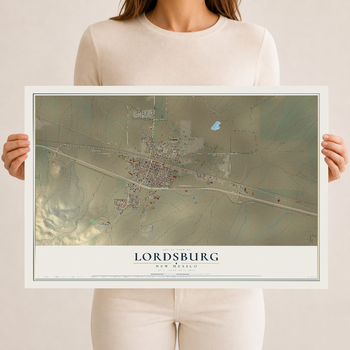 Map of Lordsburg, New Mexico, 12 x 18 inch unframed archival matte print