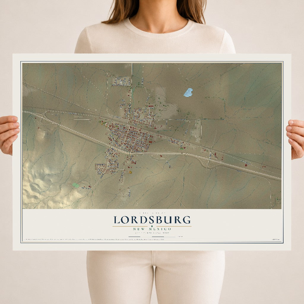 Map of Lordsburg, New Mexico, 18 x 24 inch unframed archival matte print
