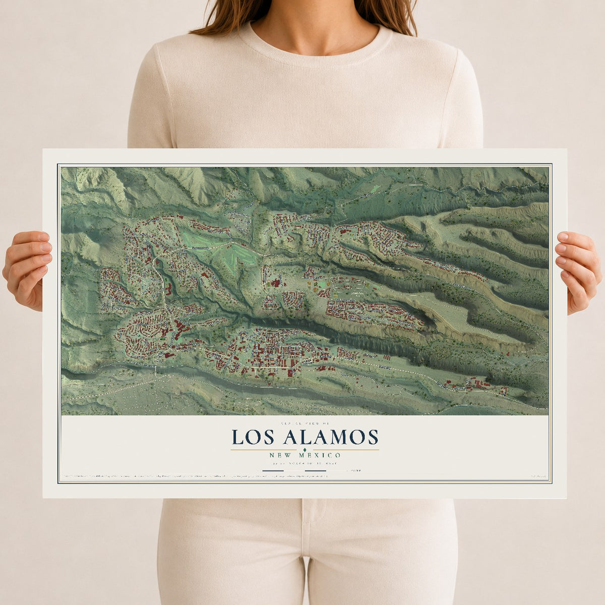 Map of Los Alamos, New Mexico, 12 x 18 inch unframed archival matte print