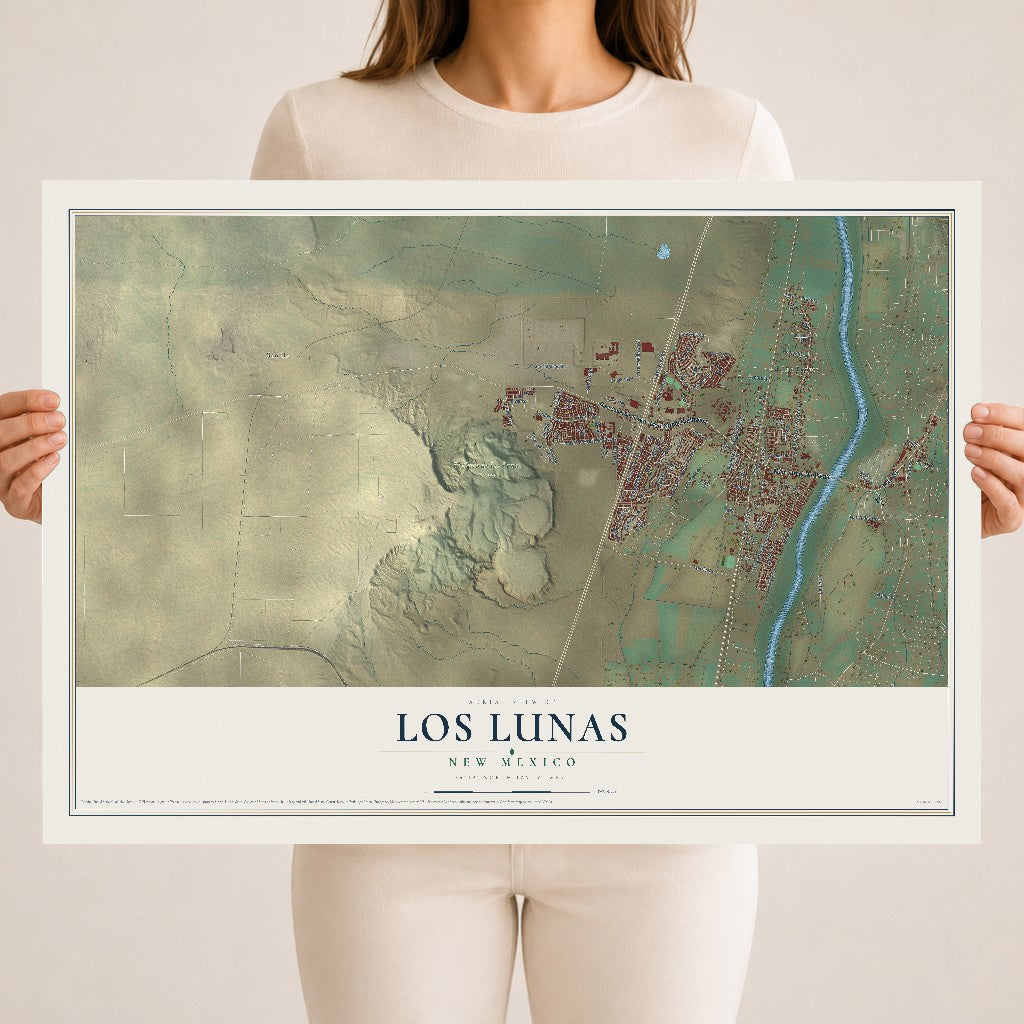 Map of Los Lunas, New Mexico, 18 x 24 inch unframed archival matte print
