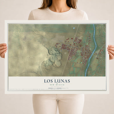 Map of Los Lunas, New Mexico, 18 x 24 inch unframed archival matte print